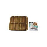 AKASYA KARE 4 BÖLMELİ  AHŞAP SERVİS SUNUM TEPSİ - TAHTASI  20 X 1.4CM 
