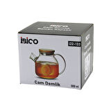 1000ML SADE DÜZ CAM DEMLİK  BAMBU DIŞ YÜZEY - METAL İÇ YÜZEY - SİLİKON CONTALI KAPAK 