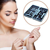 Çantalı Manikür Pensi Profesyonel ve Manikür Pedikür Seti 13 Parça Tırnak Eti İtici Ve Cımbız 