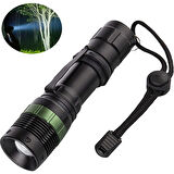 Ultra Güçlü 3 Modlu Metal Şarjlı El Feneri Cree T6 800 Metre + Şarjlı Pil 