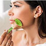 Özel Süngerli Kutusunda Kırılmaz Çift Taraflı 2li Cilt Yüz Masaj Aleti Jade Roller Yeşim Taşı (4490)