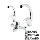 3LÜ SET   BANYO - EVYE MUTFAK - LAVABO   AÇ KAPA  MİX BATARYA MUSLUK (4490)