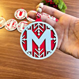 11 Harfli Kırmızı Beyaz İpli MUTLU YILLAR Yazılı Ahşap Yılbaşı Ağaç Süsü 