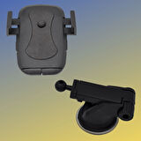 360 Derece Dönen Torpido Üstü Uzunluk Ayarlamalı Vantuzlu Teleskopik Araç Telefon Tutucu 