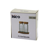 2PCS BAMBU KAPAKLI CAM TUZLUK - BİBERLİK - BAHARATLIK 120ML (4490)