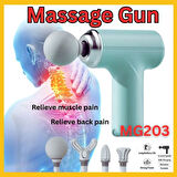 Masaj Tabancası Darbeli Titreşimli 4 Başlıklı Profesyonel Şarjlı Mini Masaj Aleti  