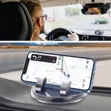 Lunaev Numaratörlü Yapışkanlı Araç İçi Telefon Tutucu Gri 360 Derece Dönebilen Torpido Üstü