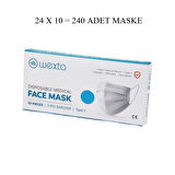 WEXTA BEYAZ 3 KATLI MEDİKAL CERRAHİ YÜZ MASKESİ 10PCS x 24 = 240 ADET (4490)