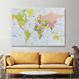 Harita Sepeti Dünya Haritası Dekoratif Kanvas Tablo 1069