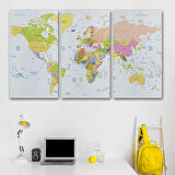 Harita Sepeti Dünya Haritası Dekoratif Kanvas Tablo 1069