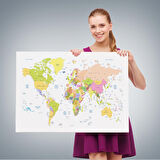 Harita Sepeti Dünya Haritası Dekoratif Kanvas Tablo 1069