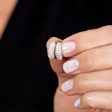 Tesbihane Starlight Diamond Zirkon Taşlı Halka Tasarım 925 Ayar Gümüş Küpe