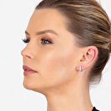 Tesbihane Starlight Diamond Zirkon Taşlı Halka Tasarım 925 Ayar Gümüş Küpe
