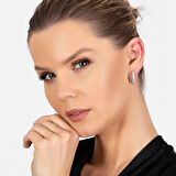 Tesbihane Starlight Diamond Zirkon Taşlı Maxi Halka Tasarım 925 Ayar Gümüş Küpe