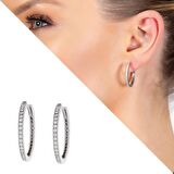 Tesbihane Starlight Diamond Tek Sıra Zirkon Taşlı Halka Tasarım 925 Ayar Gümüş Küpe