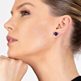 Tesbihane Night Blue Zirkon Taşlı 925 Ayar Gümüş Kadın Küpe