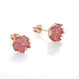 Tesbihane Pembe Zirkon Taşlı Lotus Çiçeği Tasarım 925 Ayar Gümüş Küpe