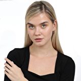 Helezon Tasarım Yarım Tur Rose Renk 925 Ayar Gümüş Kadın Küpe