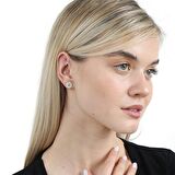 Papatya Tasarım Rose Renk 925 Ayar Gümüş Kadın Küpe