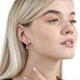 Mavi-Beyaz Zirkon Taşlı Çiçek Model Rose Renk 925 Ayar Gümüş Sallantılı Kadın Küpe