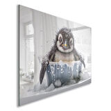 Hayvan Cam Tablo - Sevimli Dostlar Banyoda - Yatay Motif 02-011