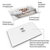 Hayvan Cam Tablo - Sevimli Dostlar Banyoda - Yatay Motif 02-012