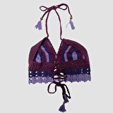 Uretti - ASLI 5776 - 4998 El Yapımı Mor Crop Top