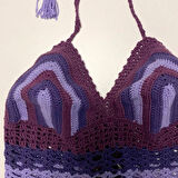 Uretti - ASLI 5776 - 4998 El Yapımı Mor Crop Top