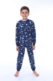Astronot Temalı Pamuk Unisex Çocuk Pijama Takımı