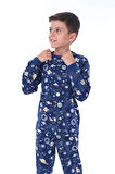 Astronot Temalı Pamuk Unisex Çocuk Pijama Takımı