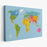Harita Sepeti Dünya Haritası Dekoratif Kanvas Tablo 1072