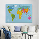 Harita Sepeti Dünya Haritası Dekoratif Kanvas Tablo 1072