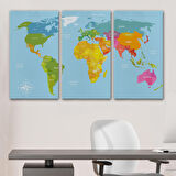 Harita Sepeti Dünya Haritası Dekoratif Kanvas Tablo 1072