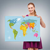 Harita Sepeti Dünya Haritası Dekoratif Kanvas Tablo 1072