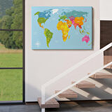 Harita Sepeti Dünya Haritası Dekoratif Kanvas Tablo 1072