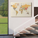 Harita Sepeti Dünya Haritası Dekoratif Kanvas Tablo 1073