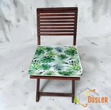 Düşler Ev Tekstili 40x40 Tropikal Palmiye Yeşil Yaprak Monstera Desenli Su ve Leke İtici Duck Kumaş Fermuarlı Bağcıklı Biyeli Sandalye Minderi 5 cm 
