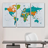 Harita Sepeti Dünya Haritası Dekoratif Kanvas Tablo 1076