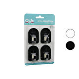 QLUX L-00950 4PCS DOME ASKI NO-2 KUBBELİ - SİYAH - BEYAZ - PLASTİK ASKI YAPIŞKANLI MONTAJ (5224)