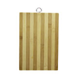 AHŞAP 20X30CM BEYAZ ÇİZGİLİ BAMBU KESİM PANOSU METAL KULPLU (5224)