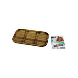 AKASYA DİKDÖRTGEN 3 BÖLMELİ=2+1  AHŞAP SERVİS SUNUM TEPSİ - TAHTASI  25 X 14 X 1.4CM (5224)