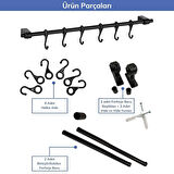 Duvara Monte Edilen 6 Kancalı Dekor Kaşıklık ve Kupa Askısı (5224) AZ-52241727700