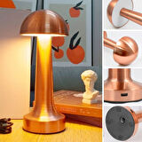 Mantar Model Bronz Renk Şarjlı Dokunmatik 3 Renkli LED Masa Lambası (5224) AZ-522489AG92YT0092