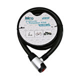 ANAHTARLI METAL KAPLAMA KAFAÇEK-İT KİLİT KAPAKMOTOR - BİSİKLET KİLİT ÇELİK TELSİYAH ŞEFFAF KILIF24MMX200CM (5224)