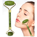 Özel Süngerli Kutusunda Kırılmaz Çift Taraflı 2li Cilt Yüz Masaj Aleti Jade Roller Yeşim Taşı (5224)