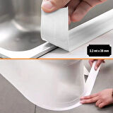 Su Sızdırmaz Banyo Mutfak Lavabo Küvet İzolasyon Şerit Bant,Lavabo Kenar Bandı 3.2 mt x 38 mm (5224)