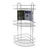 3 KATLI - ÜÇGEN   KROM   METAL  BANYO KÖŞELİK - DUŞKABİN RAF (5224)