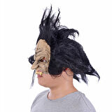 Lateks Dişli Korku Maskesi Saçlı Yarım Surat (5224)