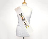 Beyaz Üzeri Altın Büyük Bride To Be Yazılı Simli Işıltılı Kuşak Kemer 10 cm Genişlik (5224)