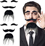 Siyah Renk Kendinden Yapışkanlı Takma Sakal Bıyık ve Kaş Seti (5224) AZ-522489Gosa4468